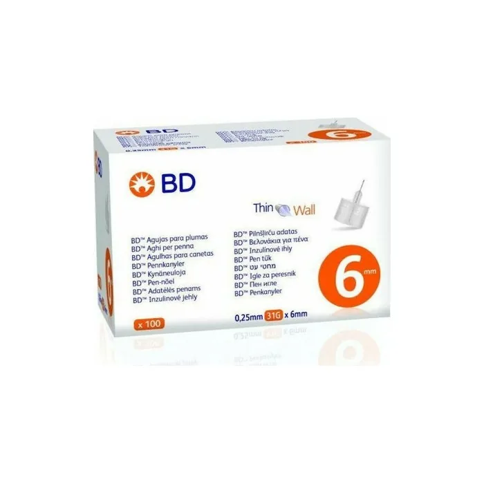 BD Medical Insulin Pen Needles 31G 6mm - Pack of 100