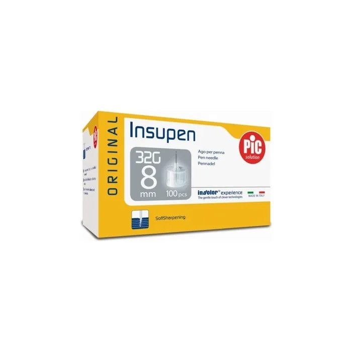 Insupen Original 32g Pen Needles 0.23mm x 8mm - Pack of 100