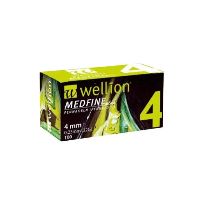 Wellion Medfine Insulin Pen Needles 32 Gauge 4mm - Pack of 100