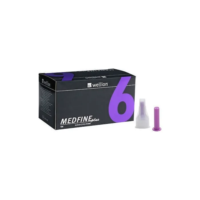 Wellion Medfine Insulin Pen Needles 31G 6mm - Pack of 100