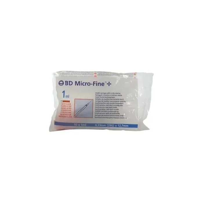 Becton Dickinson Ultra Fine Insulin Syringe U 100 1ml 29g 12.7mm - Pack of 10