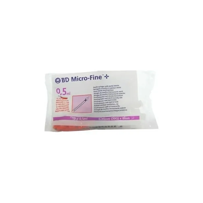 Becton Dickinson Insulin Syringe 0.5ml U-100 30G x 8mm - Pack of 10