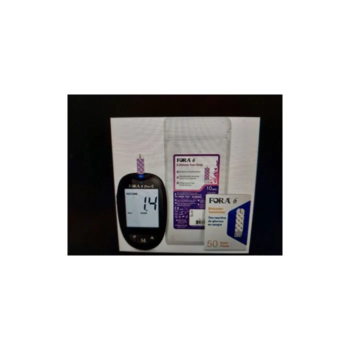 FORA 6 Duo Blood Glucose Meter Set with 10 Test Strips - Bluetooth Enabled
