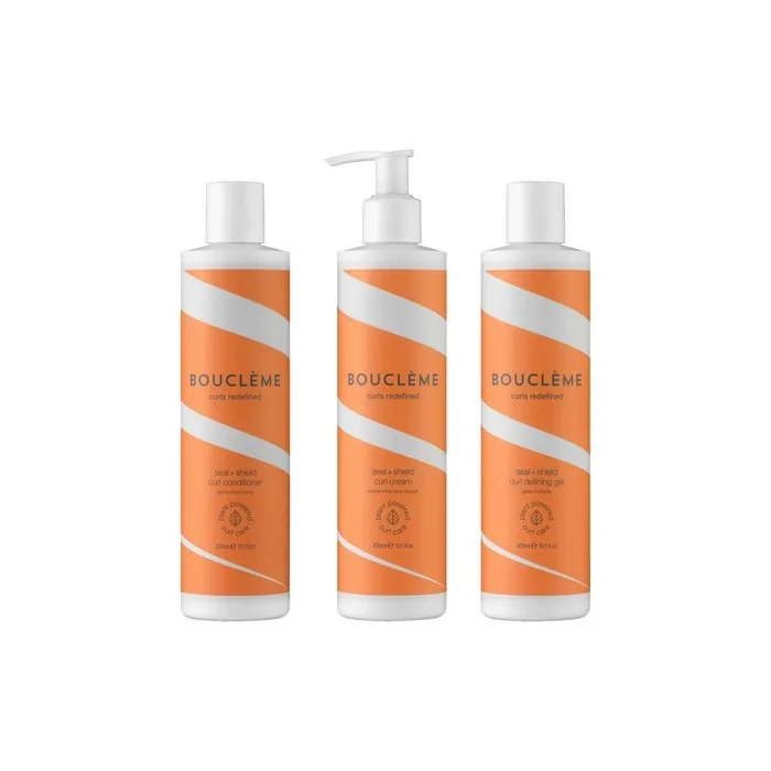 Bouclème Seal + Shield Haircare Set - Protect Against Humidity, Naturally Derived Ingredients and Vegan - Includes Conditioner, Curl Cream & Curl Defining Gel