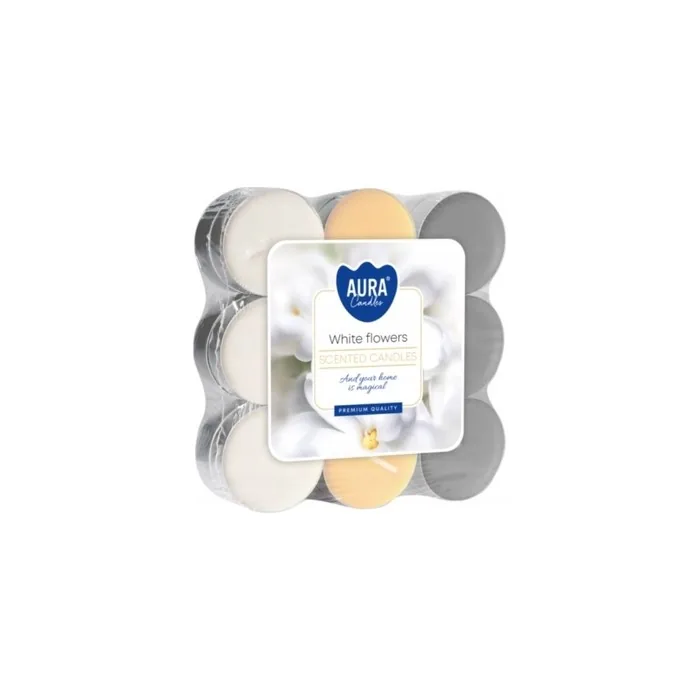 Bispol Aura Scented Tea Lights White Flowers 18 Pieces