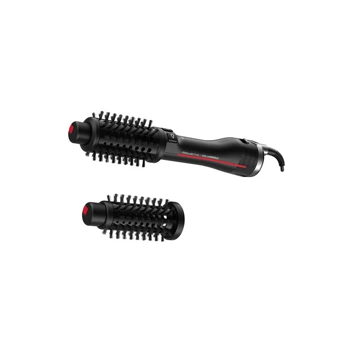 Rowenta x Karl Lagerfeld CF961L K/Pro Stylist Rotating Hot Air Brush with Shine-Boosting and Versatile Styling for All Hair Types - Black/Red