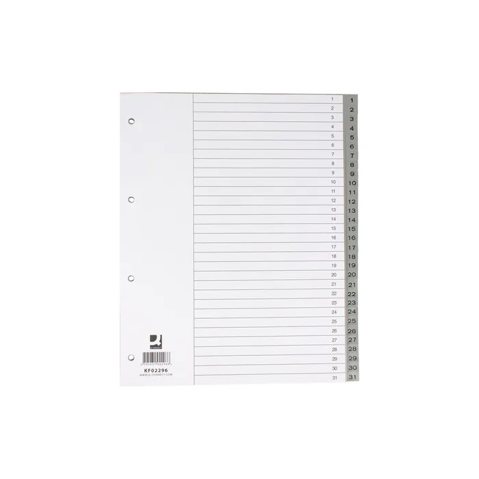 Q-Connect 31-Piece Grey Plastic Divider Set for A4 Binders