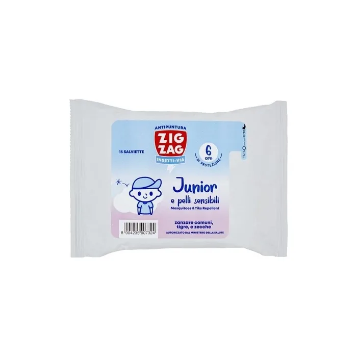 Zig Zag Insect Repellent Sensitive Anti-Mosquito Wipes With Aloe Vera And Almond