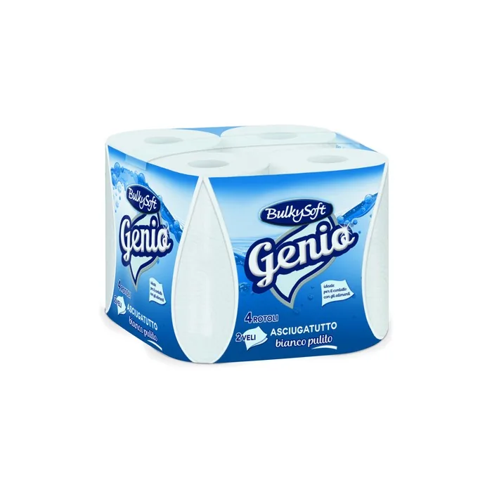 Bulkyssoft Genio Paper Towels 4 Rolls 2-Ply White Clean 125 Sheets