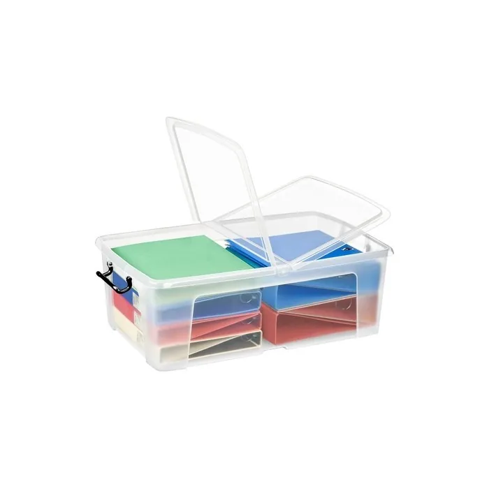 Strata Smart Box, Clip, With Hinged Lid And Handles, Clear, 50l