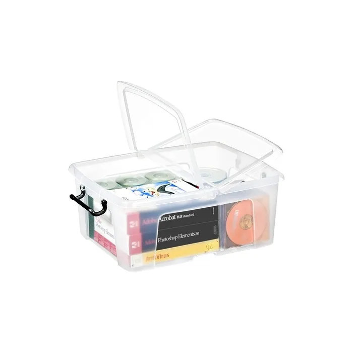 Strata Smart Box Hw673 Clr Storage Box Attachable Carry Handles 24 Litres