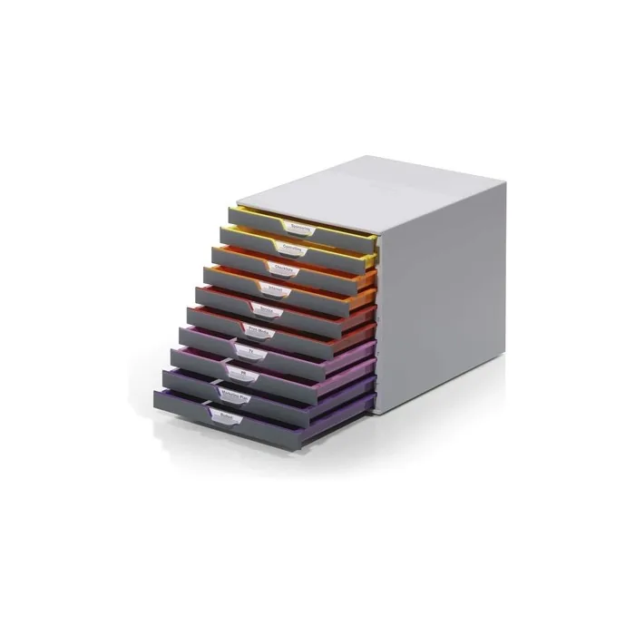 Durable Varicolor 10 Drawer Unit | Desktop Drawer Set With 10 Colour Coded Draws