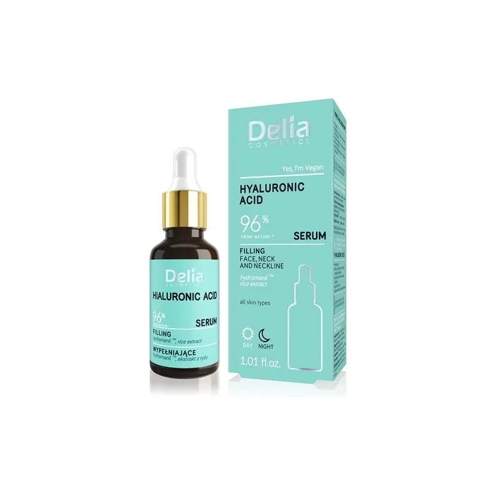 Delia Cosmetics Hyaluronic Acid Serum Anti-Aging Moisturizing Treatment for All Skin Types 30ml