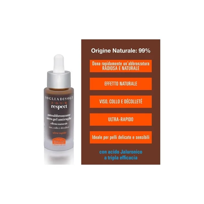 Helan Vogliadisole Respect Hyaluronic Acid Face Serum Self Tanning