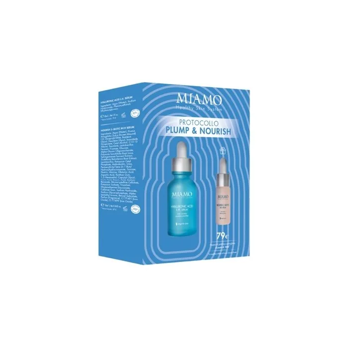 Miamo Protocollo Plump & Nourish Hyaluronic Acid Serum 30ml and Nourish 3-Biotic Rich Serum 10ml - Pack of 2