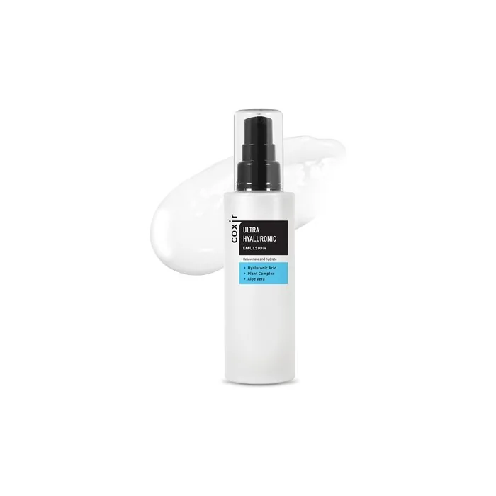 [Coxir] Ultra Hyaluronic Emulsion 100ml/3.38 fl.oz Korean Daily Face Moisturizer for Dry Dehydrated Skin Long-Lasting Hydration with Hyaluronic Acid Collagen and Plant Complex 19 Lightweight