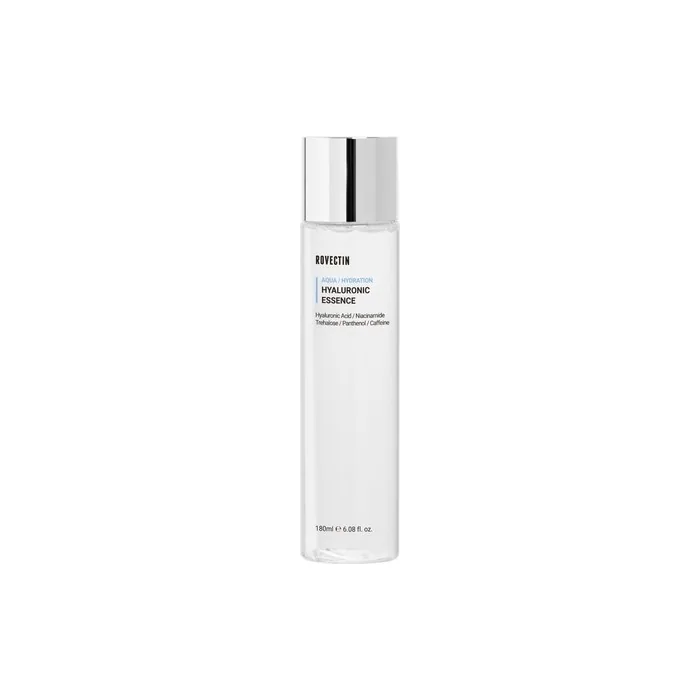 ROVECTIN Aqua Hyaluronic Essence 7 Layers Hyaluronic Acid Facial Toner with Niacinamide for Glass Skin Panthenol for Lasting Hydration Vegan EWG Hypoallergenic 6.08 fl.oz