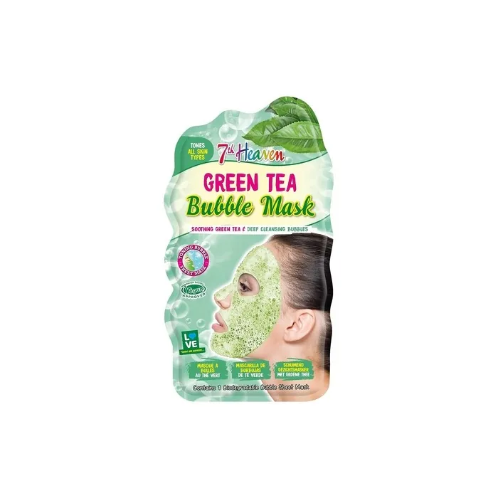 7th Heaven Green Tea Bubble Face Mask to Hydrate and Soothe Skin and Help Target Blemishes