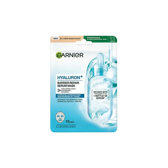 Garnier Hyaluron+ Barrier Repair Serum Mask - Hydrating Face Mask 28g