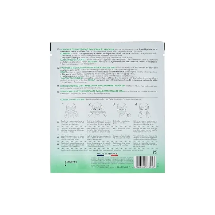 Evoluderm Moisturizing Sheet Mask with Aloe Vera 19ml