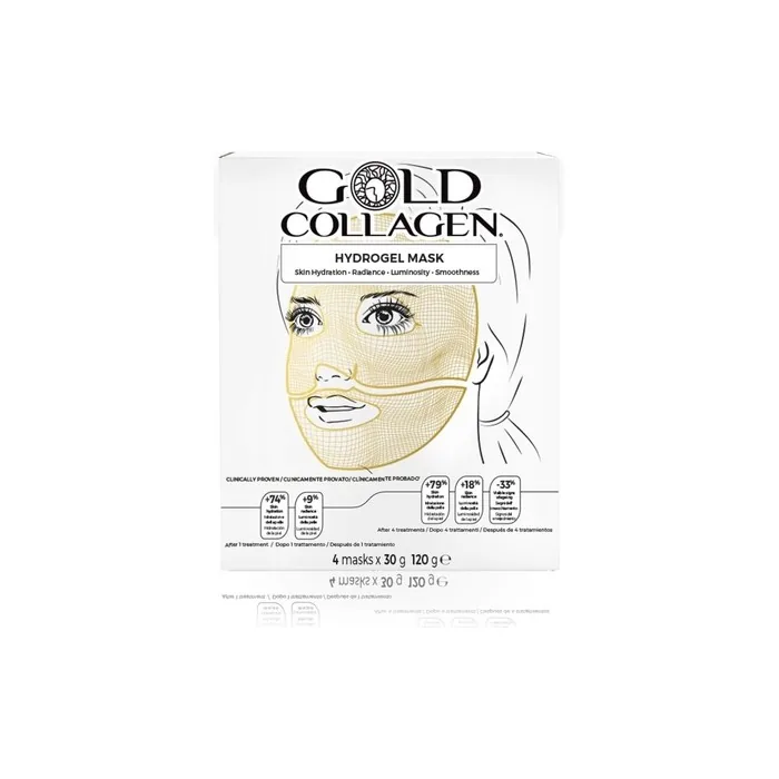 GOLD COLLAGEN Hydrogel Mask Set Face Masks Skincare for Dehydrated & Tired Skin Sheet Mask with Hyaluronic Acid Against Wrinkles & Fine Lines Cooling Effect Made in South Korea