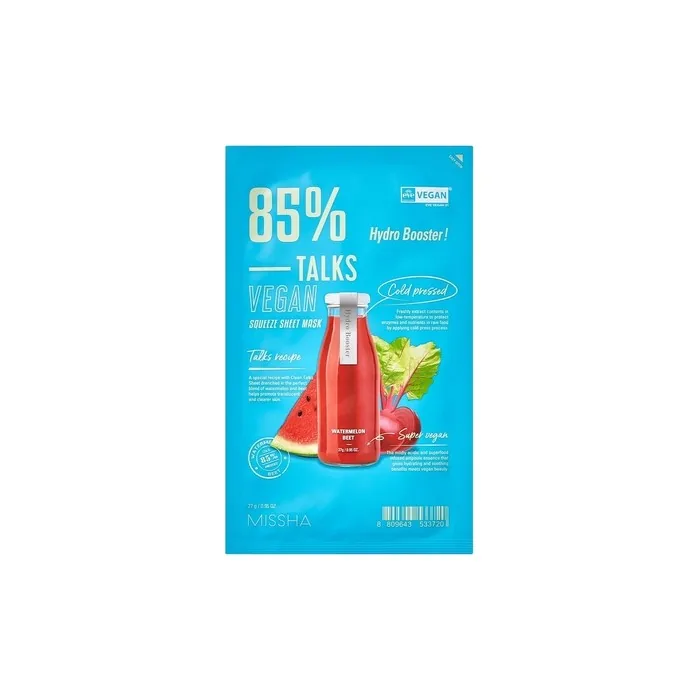 Talks Vegan Squeeze Sheet Mask Hydrating Sheet Mask For Tired Skin Hydro Booster 27g