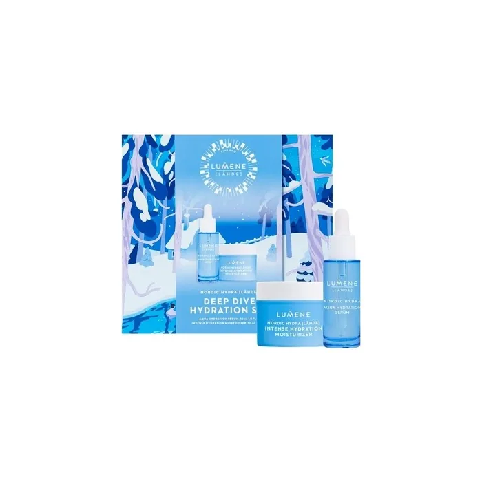 Lumene Nordic Hydra Deep Dive Hydration Gift Set Aqua Hydration Serum 30ml Intense Hydration Moisturizer 50ml