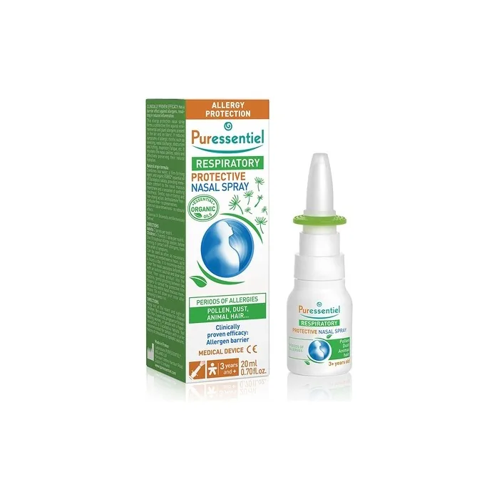 Puressentiel Respiratory Protective Nasal Spray 20ml - 100% Natural Origin - Allergy Protection - Immediate Comfort - Seawater, Eucalyptus
