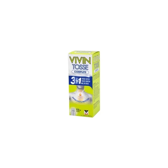Menarini Otc Vivin Tosse Complete Syrup 3 In 1 Cough With Phlegm Dry Cough And Sore Throat 150 Milliliters