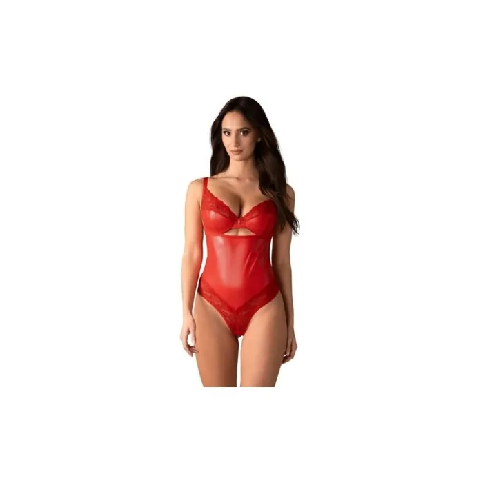 Body Aliosa by Obsessive in Sensual Red with Elegant Shine Floral Lace