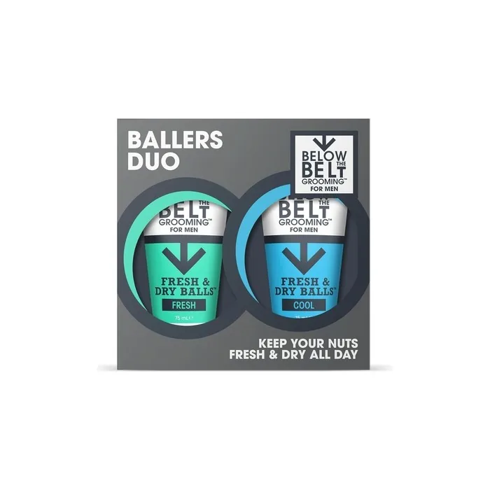 Below The Belt Men's Groin Deodorant Anti-Chafing Cream Ballers Duo Gift Set
