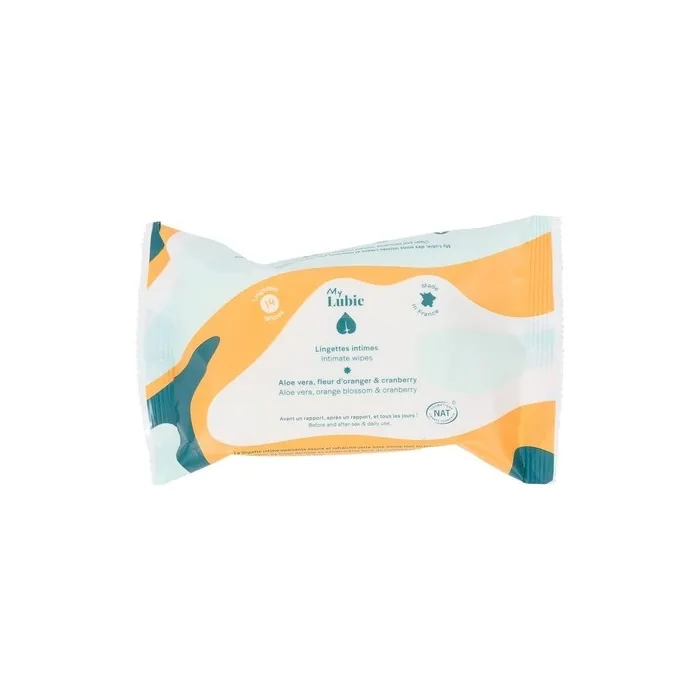MY LUBIE Natural Soothing Intimate Wipes - Cranberry, Orange Blossom and Aloe Vera 14 Wipes