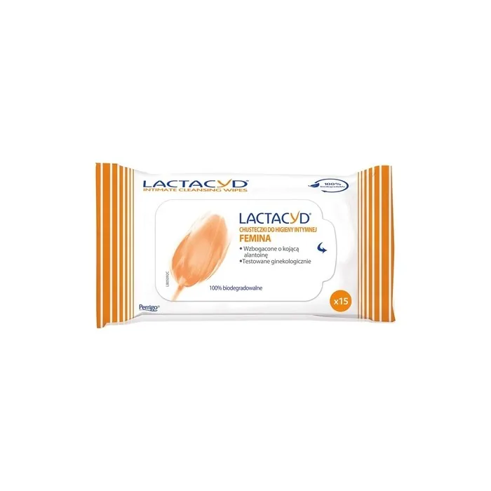 Lactacid Femina Intimate Care Wet Wipes Enriched with Soothing Allantoin 15 Wipes