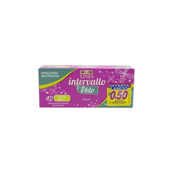 Linien Anatomical Interval Liners Fresh Clean with Fine Essence of Flowers and Citrus Fruits 42 Pack