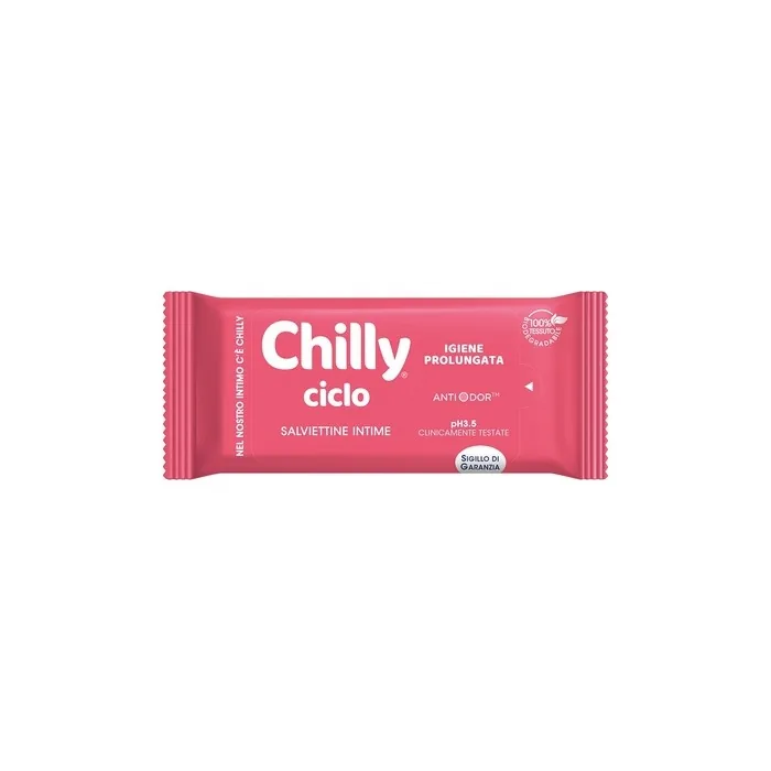 Chilly Bike Wipes Intimate Hygiene Wipes 100% Biodegradable Fabric pH 3.5 Clinically Tested - Pack of 12