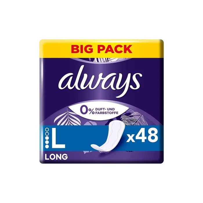 Always Extra Protect Large 0% Long Panty Liners 48 Count