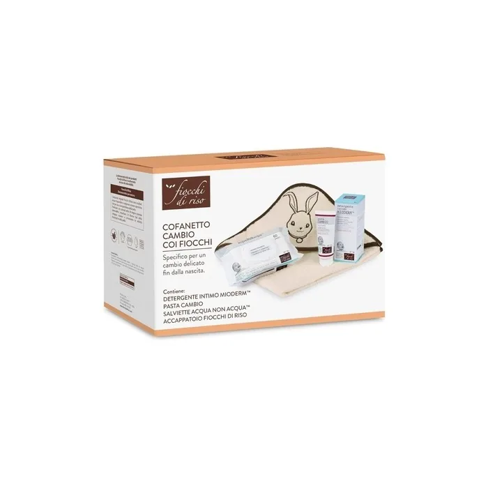 Fiocchi di Riso Intimate Cleansing Set with Changing Cream, Wipes, and Bathrobe