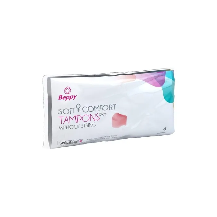 Beppy DRY Soft + Comfort Tampons 4 Pack - Individually Hygienically Packed, Stringless and Dry - Tampons for More Freedom During Period (Love, Sauna, Sports, Swimming)