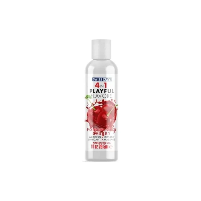Swiss Navy 4-in-1 Poppin Wild Cherry 1 oz/30 ml White/Blue Cherry 29.5 ml