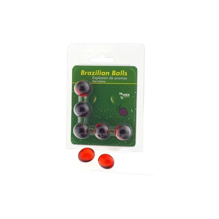 Taloka Set Of 5 Brazilian Balls Strawberry Aroma Explosion - Intimate Gel