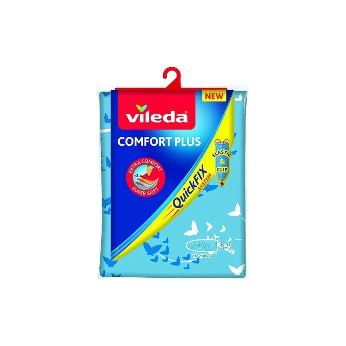 Vileda Comfort Plus Ironing Board Cover For Steam Iron Station, 3 Layers, Quick-Fix