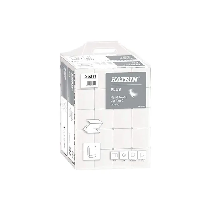 KATRIN PLUS Zig Zag 2 Tissue Paper Towel 2-ply V-fold 20x200 Sheets 23x22.4cm White