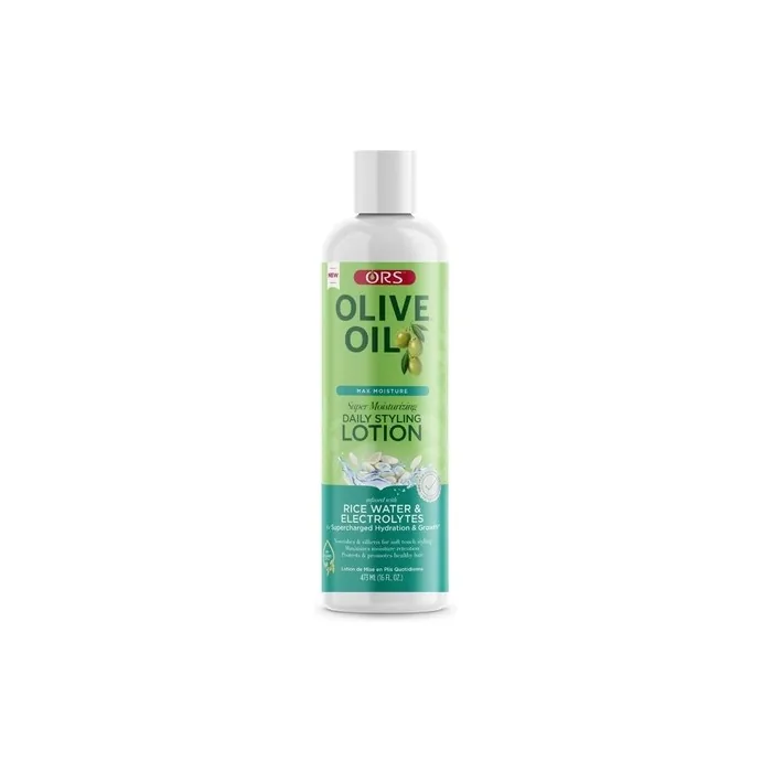 ORS Olive Oil Max Moisture Super Moisturizing Daily Styling Leave-In Lotion with Rice Water and Electrolytes 473ml 16oz