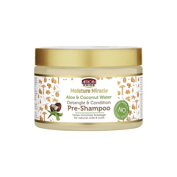 African Pride Moisture Miracle Aloe & Coconut Water Detangle & Condition Pre-Shampoo 12oz