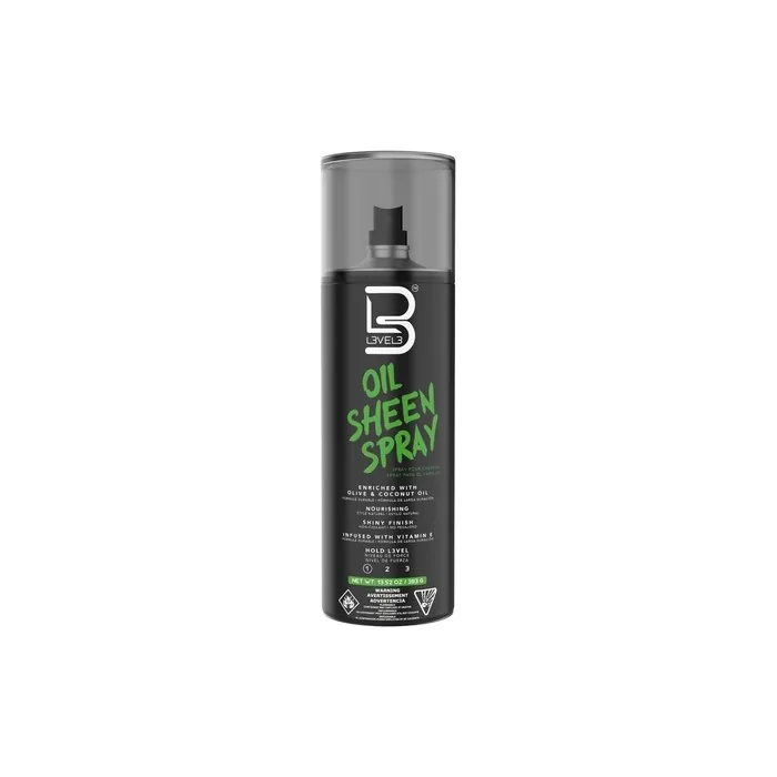 L3VEL3 Oil Sheen Spray Adds Gorgeous Gloss Strengthens and Protects Hair Enriched with Olive and Coconut Oil Infused with Vitamin E Lightweight Formula Suitable for all Hair 383ml