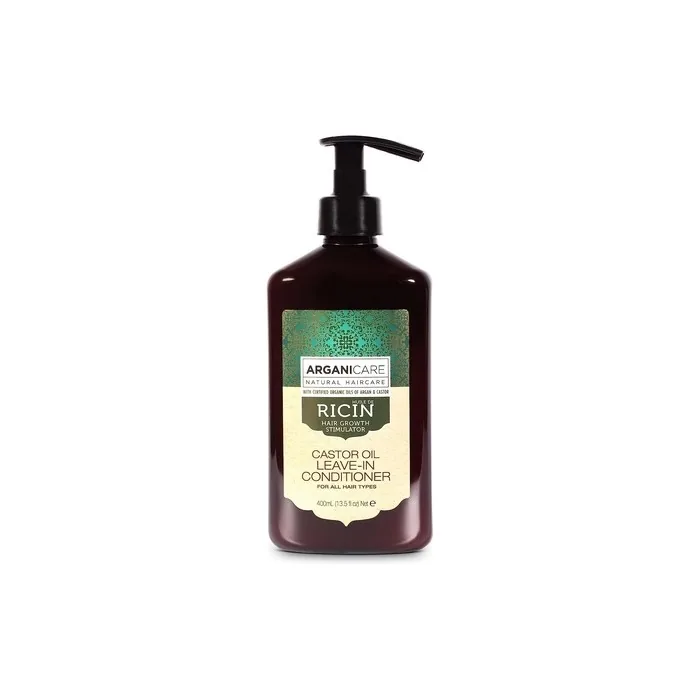 Arganicare Castor Oil Leave In Conditioner with Certified Organic Argan and Castor Oil for All Hair Types 400ml