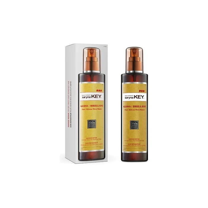 Saryna Key Damage Repair Spray Gloss with Shea Butter Vitamins A, E, F, Amino Acids, and Keratin for Silky-Soft Hair