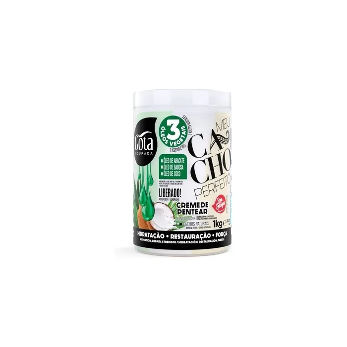 Gota Dourada Meu Cacho Perfeito Leavein Cream With 3 Vegetable Oils 1kg