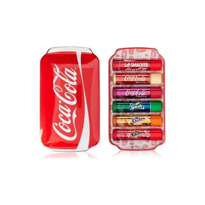 Lip Smacker Coca-Cola Collection Gift Set with Coca-Cola Sleep Mask Fanta and Sprite Flavoured Lip Balms Assorted Authentic Coca Cola-Flavoured Lip Balm with Red Sleep Mask Travel Set 2023 Version Tin Collection