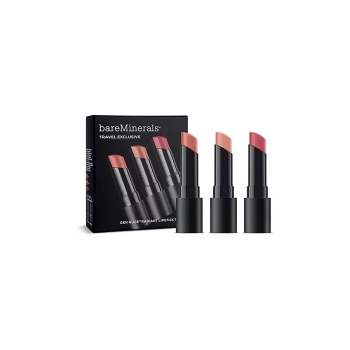 Bareminerals Travel Exclusive Set Gen Nude Radiant Cocoa Cream Lipstick Infatuation 335g Friendship 335g Swag 35g